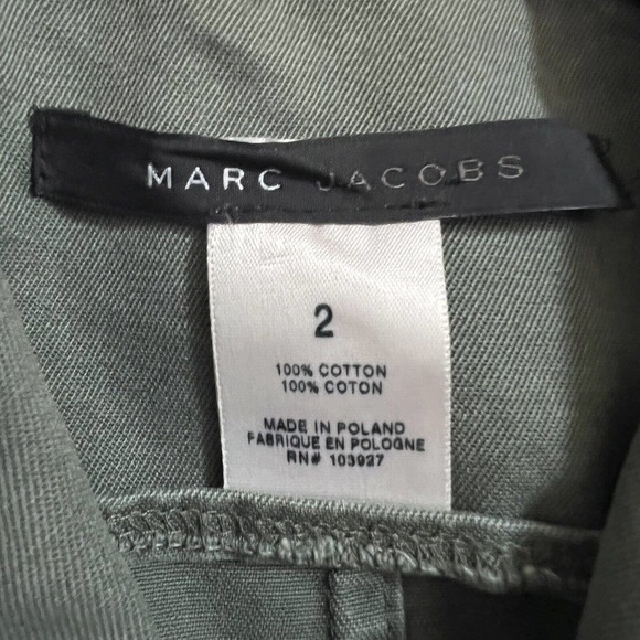Marc Jacobs Womens Utility Jacket Button Front Sz 2 Green Long Slv Cotton - Picture 3 of 6